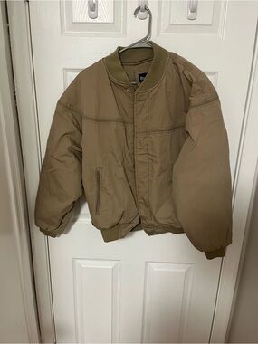 Tan Quilted Bomber Jacket